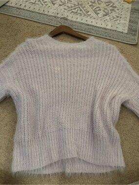 Women's Light Lavender Fuzzy Crewneck Sweater